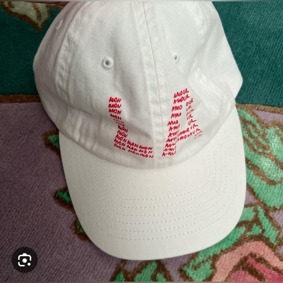 Clare V. x Mother Denim LA Mon Amour white baseball hat NWT - Picture 2 of 3